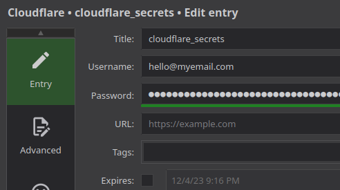 Keepass Attritbutes